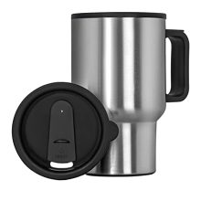 Maxam Stainless Steel Travel Mug with a Tapered Base and Secure Slider Lid, Perfect for Car Cup Holders 