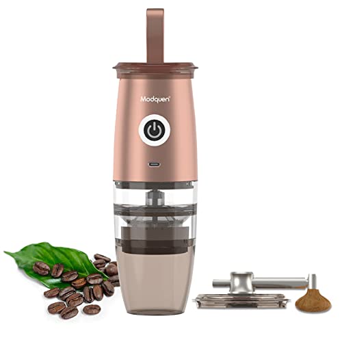 Rose Gold Portable Electric Burr Coffee Grinder: 2-in-1 Electric and Manual, 5 Grind Settings, USB Rechargeable and Suitable for Drip and Espresso