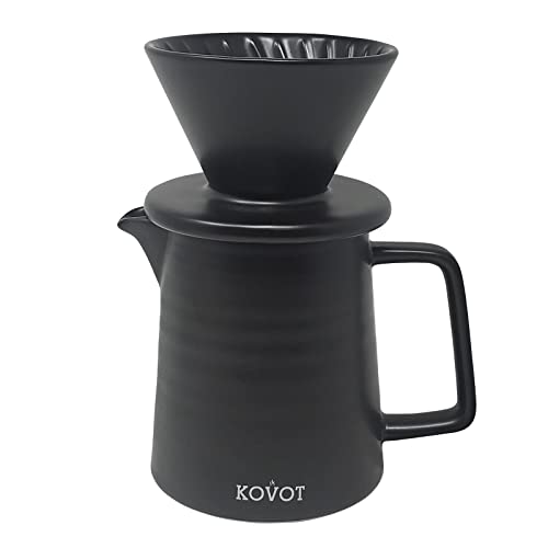 Premium Ceramic Pour Over Coffee Maker Set with 15oz Serving Pitcher