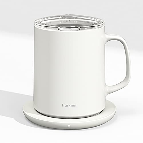 Keep Your Coffee Warm All Day Long with our Wireless Charging Mug Warmer Set - Perfect for Office and Home Desks (White).