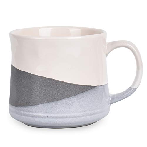 21 Oz Stoneware Coffee Mug - Perfect for Home and Office, Dishwasher and Microwave Safe, 1 PCS (Geometry-Gray)