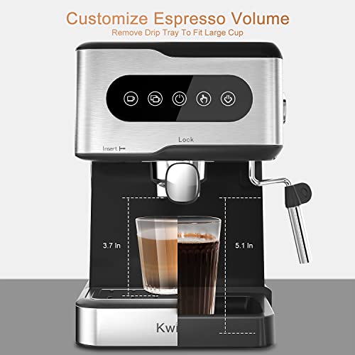 Kwister Espresso Machine 20 Bar Espresso Coffee Maker Cappuccino Machine  with Milk Frother, Coffee Machine with Digital Touch Panel, 50 OZ Removable