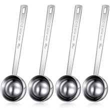 4-Piece 30 ml Stainless Steel Long Handle Coffee Scoops and Measuring Spoons Set