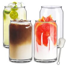 Versatile Can Beer Glasses - 4 Pack 16oz Tumbler Cups for Cocktails, Iced Coffee, Iced Tea, and Wine.