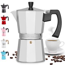 Classic Stovetop Espresso Maker for Nice Flavored Strong Espresso, Classic Italian Type 8 Espresso Cup Moka Pot, Makes Scrumptious Espresso, Straightforward to Function & Fast Cleanup Pot (Silver).