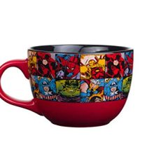 Elevate Your Morning with Silver Buffalo Marvel Comics Heroes Avengers Grid Oversized Ceramic Coffee Mug - Featuring Spider-Man, Captain America, Thor, Hulk, and Iron Man - 24-Ounces of Superhero Awesomeness.