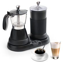 Espresso Machine, Portable Espresso Coffee Maker and Cappuccino Latte Machine with Milk Frother, Espresso Maker with Steamer, 2 in 1 Moka Pot for House, Workplace and Journey, 2-3 Cups, Aluminum.