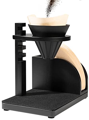 Wood Pour Over Coffee Maker Set with Adjustable Height - Perfect for Home or Office Brewing