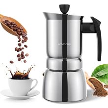 Stovetop Espresso Coffee Maker, Stainless Metal Moka Pot, 300ml/10oz/6 Cup Percolator Coffee Maker Italian Expresso Coffee Brewer, Basic Cafe Maker for Residence & Tenting, Appropriate For Induction Cookers.
