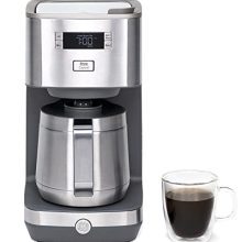 GE Drip Coffee Maker With Timer | 10-Cup Thermal Carafe Coffee Pot Keeps Coffee Warm for two Hours | Adjustable Brew Power | Huge Bathe Head for Most Taste | Kitchen Necessities | Stainless Metal.