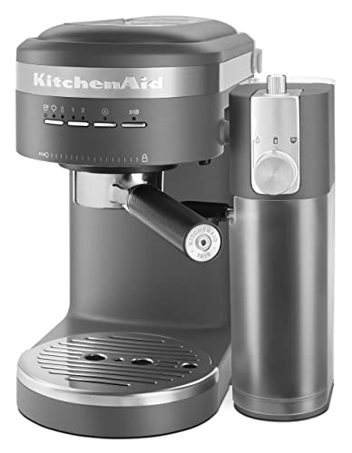 Charcoal Grey KitchenAid Espresso Machine & Milk Frother.