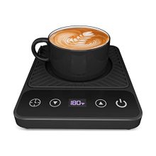 PAL & SAM Cup Mug Warmer for Desk - Electric Beverage and Candle Warmer with Auto Shut-Off, Smart Kitchen Gadget for Heating Coffee, Tea, Hot Chocolate and Milk (Cup Not Included, Black).