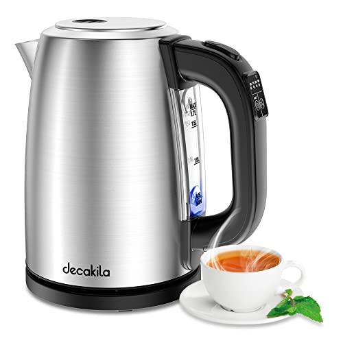 Stainless Steel Temperature Control Kettle - 1.7L Boiling Water Kettle with Auto-Shutoff and 5 Temperature Settings.