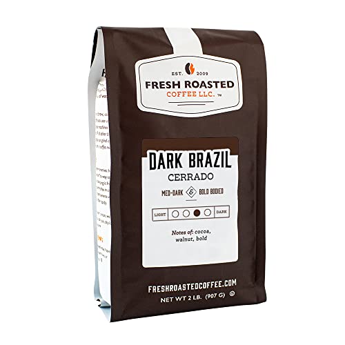 Fresh Roasted Espresso, Dark Brazil Cerrado, 2 lb (32 oz), Med-Dark Roast, Whole Bean, Kosher.