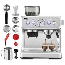 Dual Boiler Automatic Coffee Machine with Milk Frother Wand