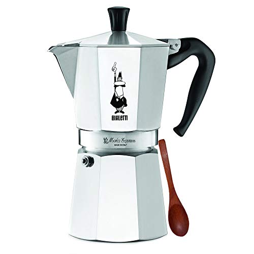 Enjoy Rich, Authentic Espresso with the Bialetti 9-Cup Moka Express and Zonoz Wooden Stirring Spoon Bundle