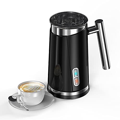 Milk Frother, Latest Electrical Milk Frother and Steamer Hot & Cold, 10.1oz Automated Milk Frother Foam Maker with Stainless Metal Jug, Espresso Frother for Latte Cappuccino, Macchiato, Black.