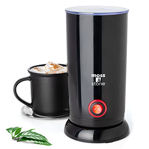 Moss & Stone Electric Milk Frother: Latte Art Steamer, Cappuccino Machine, Hot Foam Maker for Espresso, Latte, Cappuccino, Macchiato, Hot Chocolate Milk.