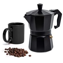 Mixpresso Aluminum Moka Stove Coffee Maker Set with Mug: Classic Italian Espresso Greca Brewer Percolator for Gas or Electric Stove - High-Quality and Easy to Use