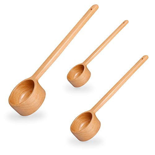 Elevate Your Cooking Game with the Akamino 3-Size Wooden Measuring Spoon Set - Perfect for Espresso, Tea, Condiments, and More!