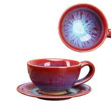 Espresso Cup and Saucers, 5 OZ Espresso Cup for Cappuccino Latte, Cafe Mocha and Tea, Distinctive Craft Ceramic Mug, Workplace and Dwelling Barista Espresso cup, Microwave & Dishwasher Secure cups(Pink, 1Set).