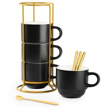 Porcelain Stackable Coffee Mug Set - Elegant