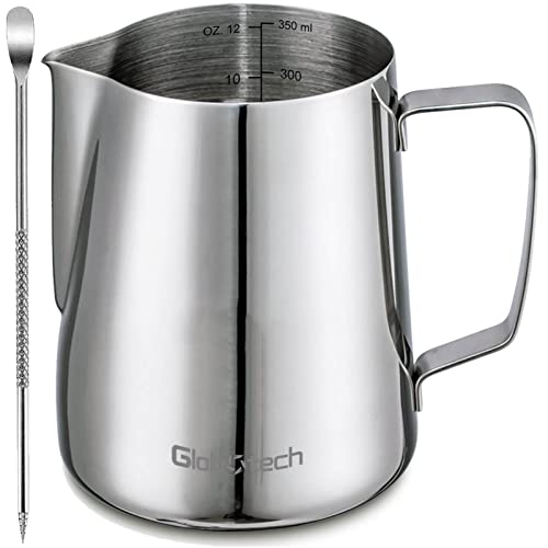 Stainless Steel Milk Frothing Pitcher Cup for Cappuccino and Espresso Machines - 12 Oz (350ml) Capacity.
