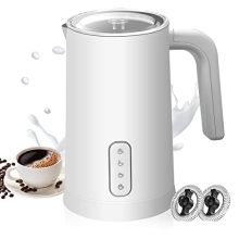 Milk Frother Steamer-Rocyis 4 in 1 Electrical Milk Warmer and Steamer, 8.4oz/250ml Sizzling Chilly Froth Maker, Auto Shut Off, Espresso Frother for Latte, Cappuccino, Sizzling Chocolate, Home Warming Present, White.