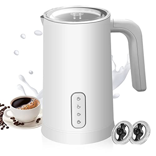 Milk Frother Steamer-Rocyis 4 in 1 Electrical Milk Warmer and Steamer, 8.4oz/250ml Sizzling Chilly Froth Maker, Auto Shut Off, Espresso Frother for Latte, Cappuccino, Sizzling Chocolate, Home Warming Present, White.