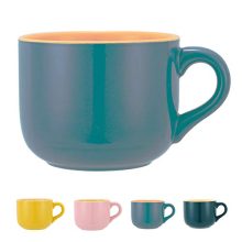 TeenFighter 23oz Ceramic Mug in elegant egg yolk yellow, showing its strong handle and large capacity for soups and drinks. 