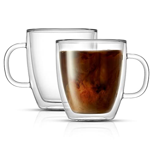 Savor Double Wall Insulated Glasses - Coffee Mugs (Set of two) - 13.5-Ounces.