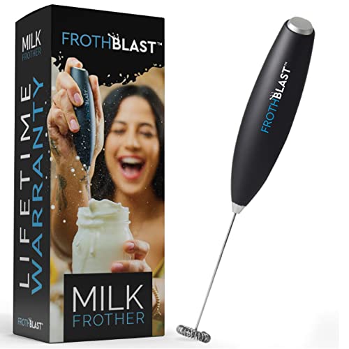 FrothBlast™ Milk Frother Handheld for Coffee - Electric Whisk Drink Mixer for Lattes, Cappuccino, Frappe, Matcha, Hot Chocolate (Black)