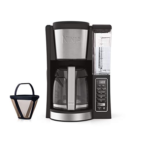 Ninja 12-Cup Programmable Coffee Maker with Classic and Rich Brews, 60 oz. Water Reservoir, and Thermal Flavor Extraction (CE201), Black/Stainless Steel.