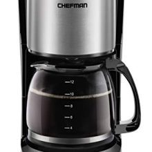 Chefman 12-Cup Programmable Coffee Maker, Electrical Brewer, Auto Shut Off, LCD Show With Auto-Brew Perform, Anti-Drip Pot, Reusable Filter for Fresh Grounds, Spherical Stainless Metal, Glass Carafe.