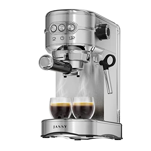 JASSY 20 Bar Espresso Coffee Machine with Milk Frother - Your Coffee Shop at Home