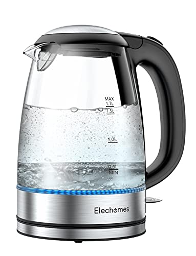 Upgrade Your Hot Beverage Game: 1.7L Cordless Electric Glass Tea Kettle - BPA-Free, Auto Shut-Off and Boil-Dry Safety, Stainless Steel Bottom for Tea, Coffee, Hot Cocoa.