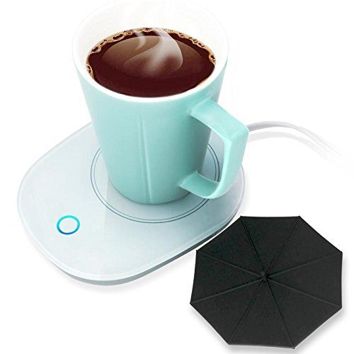 Mug Warmer Espresso Warmer with Automatic Shut Off to Preserve Temperature As much as 131℉/ 55℃ with a Silicone Mug Cowl Safely Use for Workplace/House to Heat Espresso Tea Milk Candle Heating Wax (White).