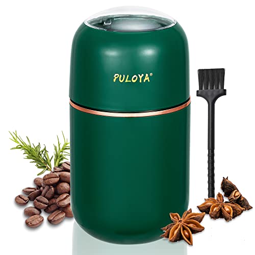 Coffee Grinder Electric for Beans, Spices, Herbs and Nuts, Stainless Metal Blades, 2.8 oz, Green.