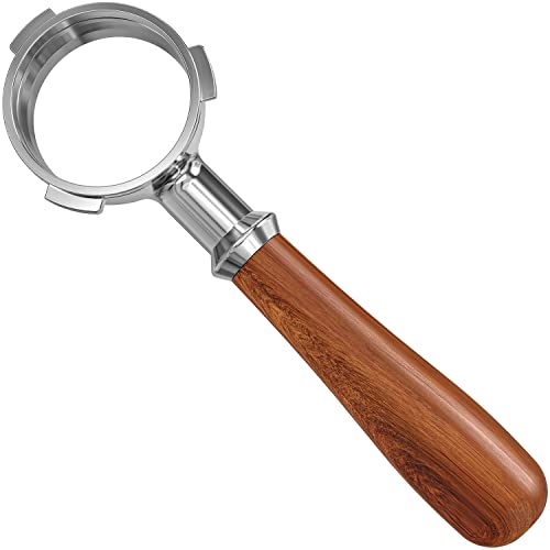 Mueller Espresso Bottomless Portafilter Handle - Genuine Wood Handle Barista Tool with Stainless Steel Head, Compatible with 58mm Espresso Machines and 3 Ears Design.