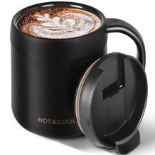 Coffee Mug with Handle - 12oz Stainless Steel Coffee Tumbler for Hot and Cold Drinks: Enjoy Fresh Brews Anytime