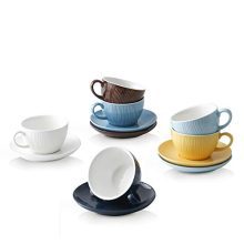 Vibrant Rainbow Latte and Saucer Set - 10oz Porcelain