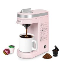 Serve Coffee Maker - One-Button Operation for Coffee and Tea, 5 to 12 Ounce Capacity, Pink