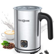 PARIS RHÔNE Milk Frother and Steamer - Automatic Warm and Cold Milk Foamer - Electric Stainless Steel Frother for Coffee - Milk Warmer and Foam Maker for Latte, Cappuccino, Macchiato - Silver 300ML