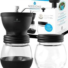 Twin Conical Burr Manual Coffee Grinder with Storage Jar - Perfect for Home or Travel.