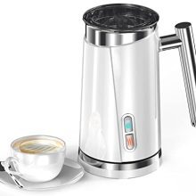  | Hot & Cold Frothing | 10.1oz Automatic Foam Maker with Stainless Steel Jug | Coffee Frother for Latte, Cappuccino, Macchiato | White
