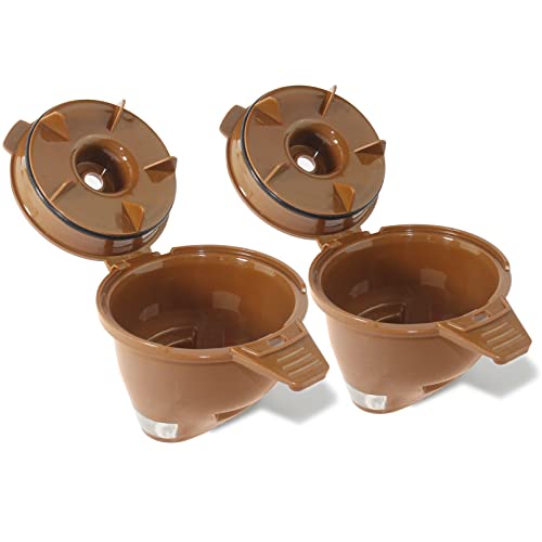 Upgrade Your Hamilton FlexBrew Coffee Maker with 2-Pack Single Serve Ground Coffee Brew Basket - Compatible with Multiple Models for a Perfect Half-Filled Filtered Cup of Coffee (Brown).