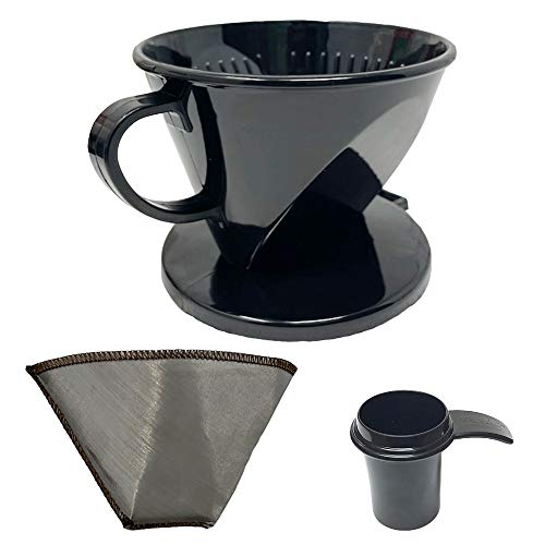 Enjoy Perfectly Brewed Coffee Anywhere with Portable Cone Style Pour Over Dripper - BPA-Free, Reusable Filter & Scoop Included - Brew 1-6 Cups with Stainless Steel Frameless Design!