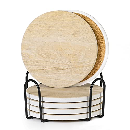 Wooden Pattern Ceramic Coasters Set: Stylish and Protective Table Accessories