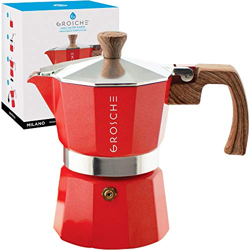  (5oz) - Red Italian Coffee Brewer Percolator for Stovetop