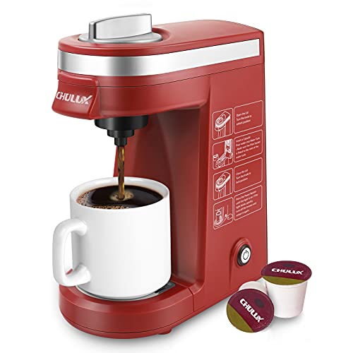 Enjoy Fresh Coffee Anywhere with this Portable Single Cup Coffee Maker - Perfect for Travel or Home Use, in Vibrant Red Color.